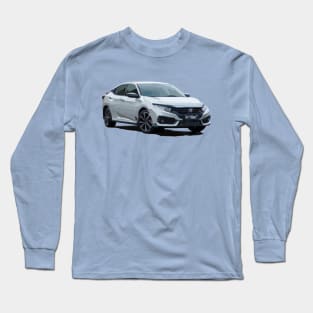 Sleek White Honda Civic Vector Art Tee Long Sleeve T-Shirt